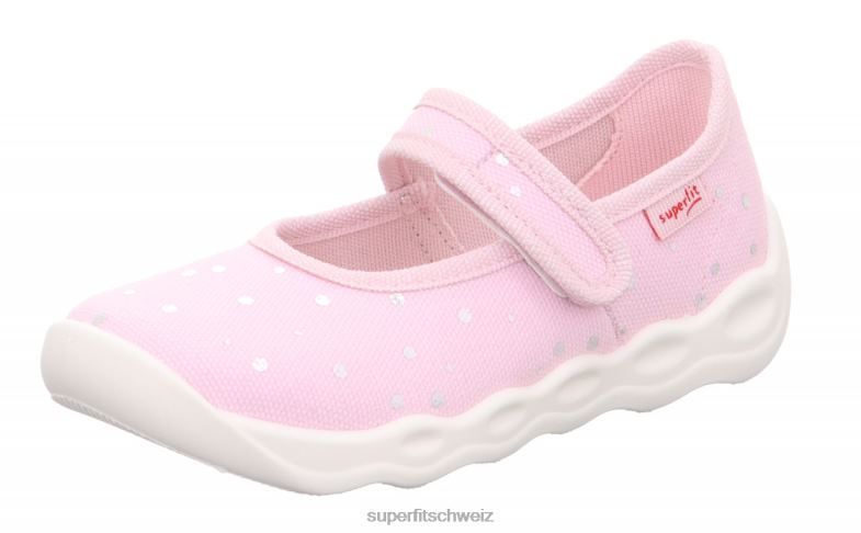 Babys Hausschuhe 44B2D50 Superfit bubble - Slipper mit Klettverschluss rosa/silber