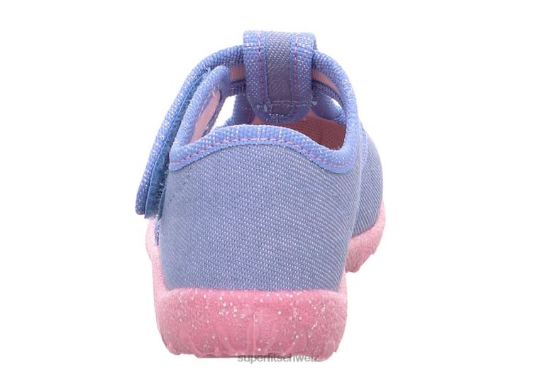 Babys Hausschuhe 44B2D54 Superfit spotty - Slipper mit Klettverschluss Blau Rosa