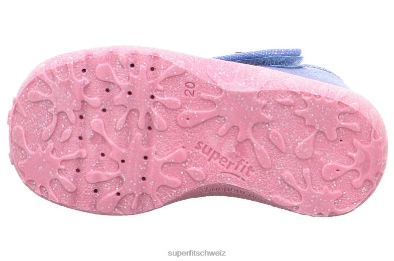 Babys Hausschuhe 44B2D54 Superfit spotty - Slipper mit Klettverschluss Blau Rosa