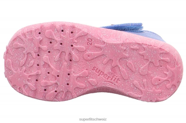 Babys Hausschuhe 44B2D54 Superfit spotty - Slipper mit Klettverschluss Blau Rosa