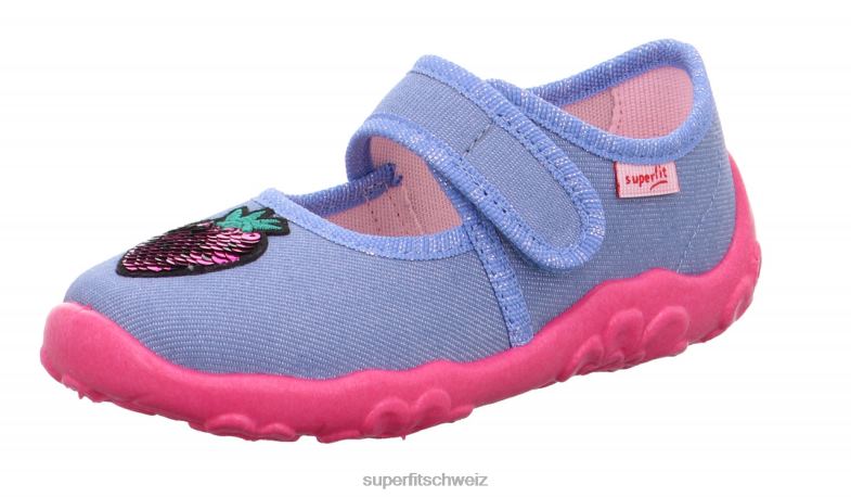 Babys Hausschuhe 44B2D55 Superfit bonny - Slipper mit Klettverschluss Blau Rosa