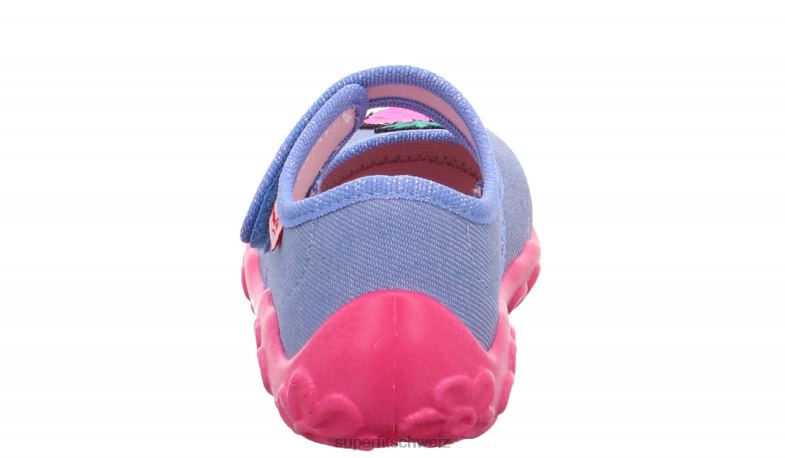 Babys Hausschuhe 44B2D55 Superfit bonny - Slipper mit Klettverschluss Blau Rosa