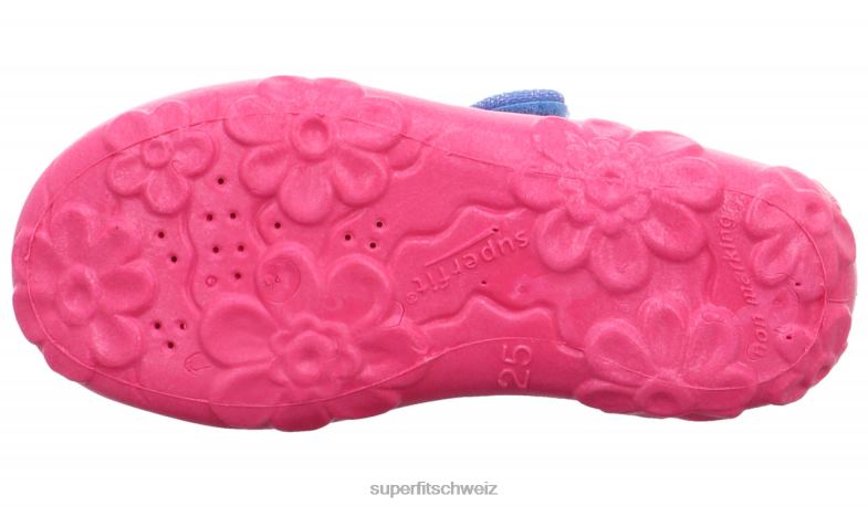Babys Hausschuhe 44B2D55 Superfit bonny - Slipper mit Klettverschluss Blau Rosa