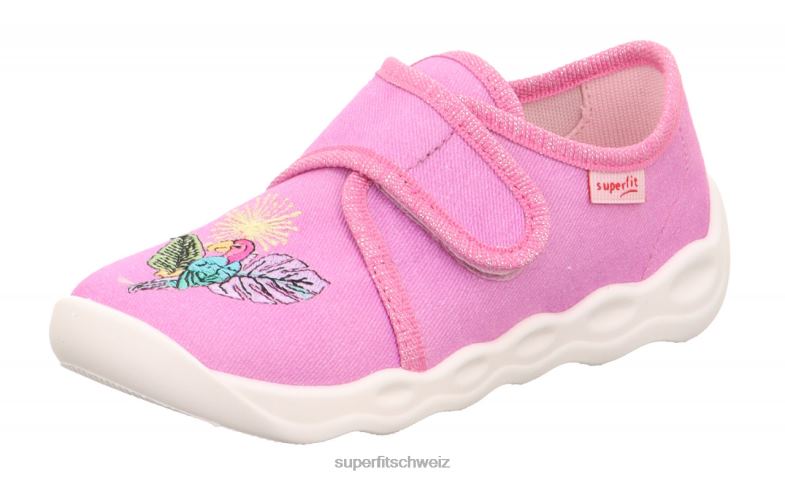 Babys Hausschuhe 44B2D56 Superfit bubble - Slipper mit Klettverschluss Rosa