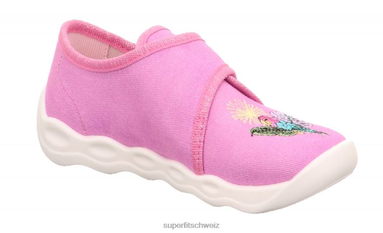 Babys Hausschuhe 44B2D56 Superfit bubble - Slipper mit Klettverschluss Rosa