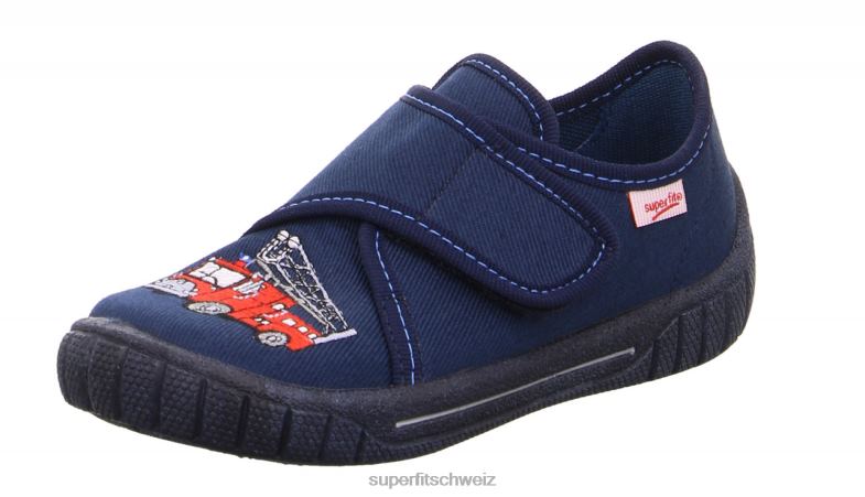 Babys Hausschuhe 44B2D57 Superfit bill - Slipper mit Klettverschluss Blau Rot