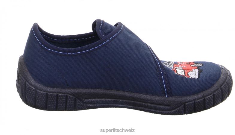 Babys Hausschuhe 44B2D57 Superfit bill - Slipper mit Klettverschluss Blau Rot
