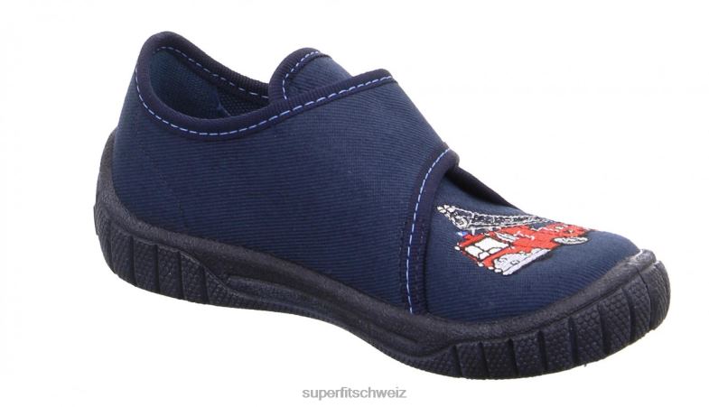 Babys Hausschuhe 44B2D57 Superfit bill - Slipper mit Klettverschluss Blau Rot