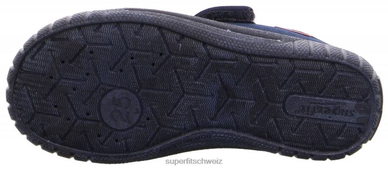 Babys Hausschuhe 44B2D57 Superfit bill - Slipper mit Klettverschluss Blau Rot