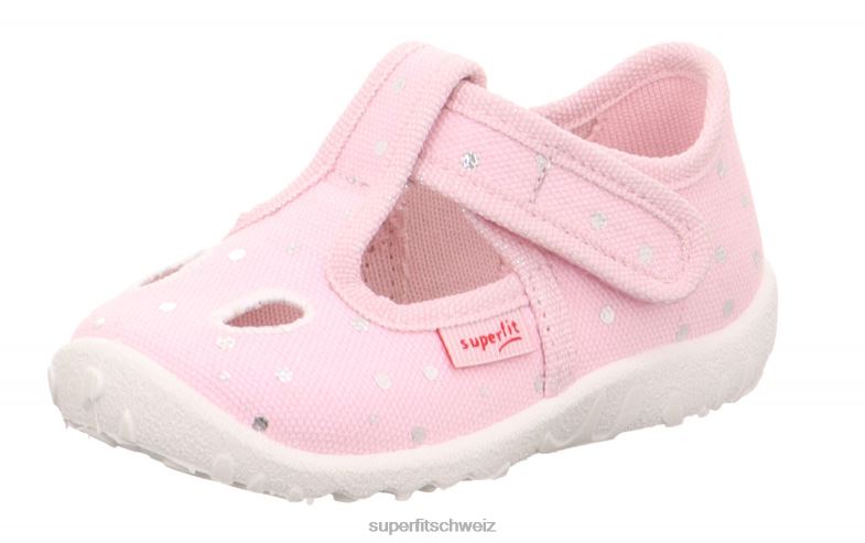 Babys Hausschuhe 44B2D58 Superfit spotty - Slipper mit Klettverschluss rosa/silber