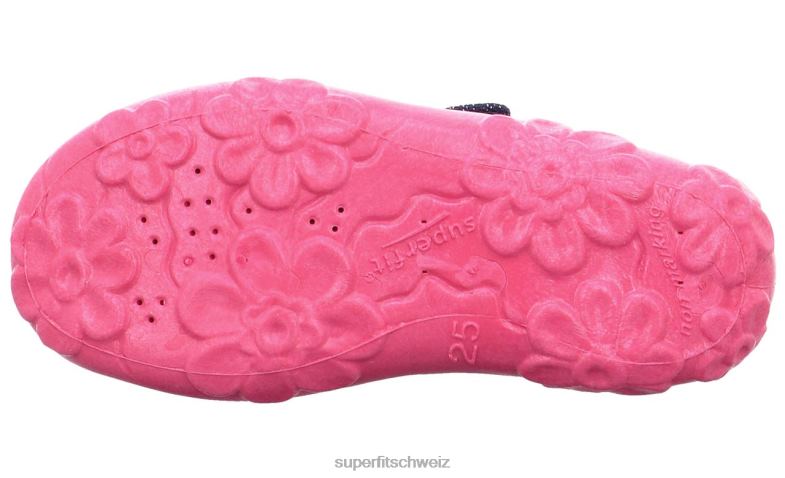 Babys Hausschuhe 44B2D59 Superfit bonny - Slipper mit Klettverschluss Blau Rosa