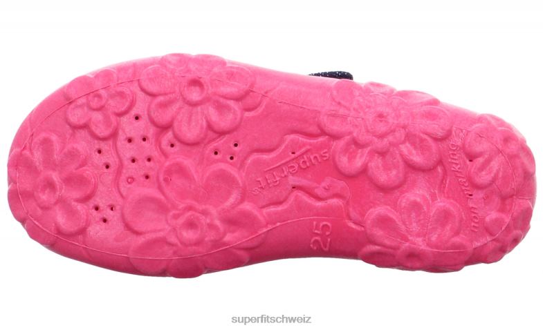 Babys Hausschuhe 44B2D59 Superfit bonny - Slipper mit Klettverschluss Blau Rosa