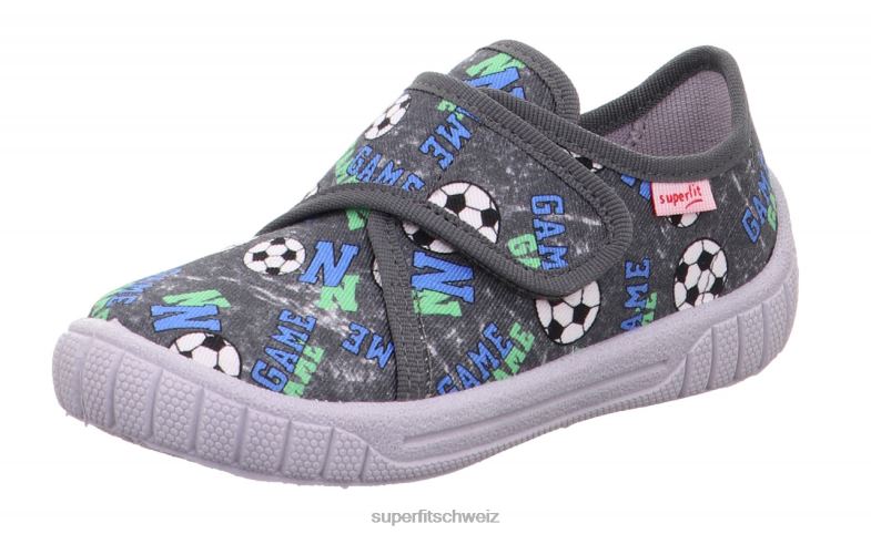 Babys Hausschuhe 44B2D5 Superfit bill - Slipper mit Klettverschluss grau Grün