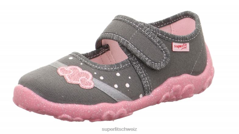 Babys Hausschuhe 44B2D61 Superfit bonny - Slipper mit Klettverschluss grau