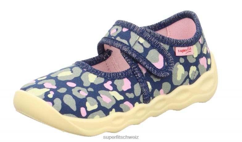 Babys Hausschuhe 44B2D62 Superfit bubble - Slipper mit Klettverschluss blau/mehrfarbig