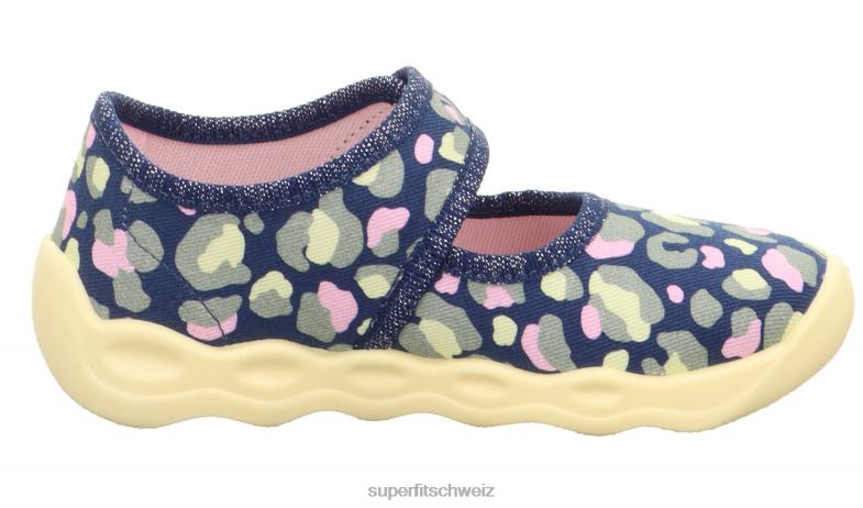 Babys Hausschuhe 44B2D62 Superfit bubble - Slipper mit Klettverschluss blau/mehrfarbig