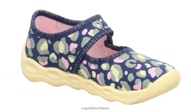 Babys Hausschuhe 44B2D62 Superfit bubble - Slipper mit Klettverschluss blau/mehrfarbig