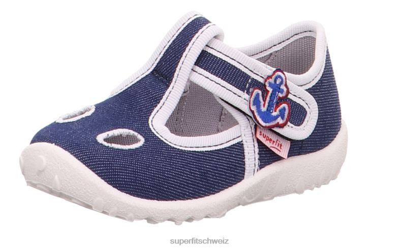 Babys Hausschuhe 44B2D63 Superfit spotty - Slipper mit Klettverschluss Blau