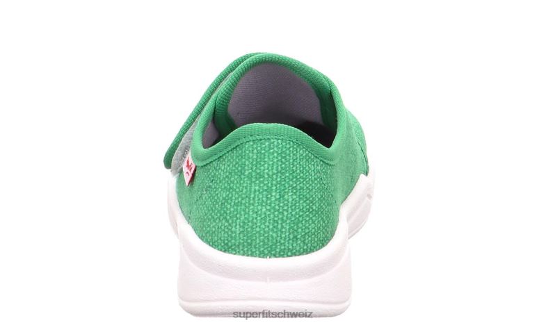 Babys Hausschuhe 44B2D66 Superfit benny - Slipper mit Klettverschluss grün/orange