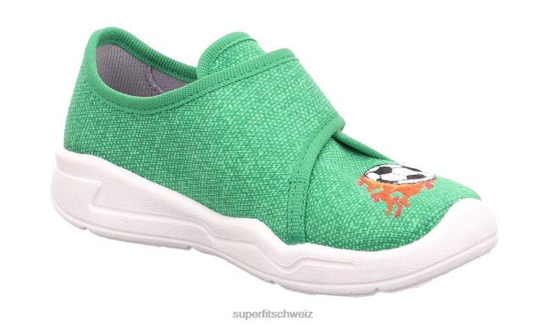 Babys Hausschuhe 44B2D66 Superfit benny - Slipper mit Klettverschluss grün/orange