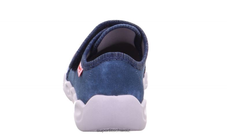 Babys Hausschuhe 44B2D6 Superfit bubble - Slipper mit Klettverschluss blau/mehrfarbig