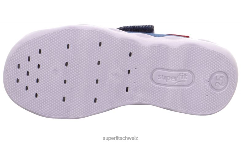 Babys Hausschuhe 44B2D6 Superfit bubble - Slipper mit Klettverschluss blau/mehrfarbig