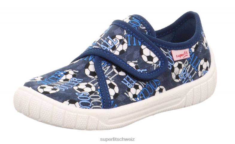 Babys Hausschuhe 44B2D70 Superfit bill - Slipper mit Klettverschluss blau/mehrfarbig