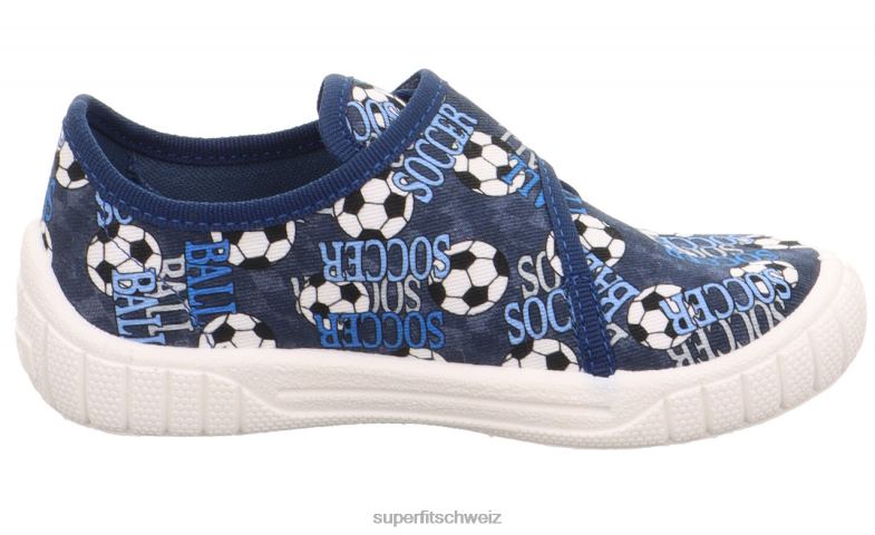 Babys Hausschuhe 44B2D70 Superfit bill - Slipper mit Klettverschluss blau/mehrfarbig