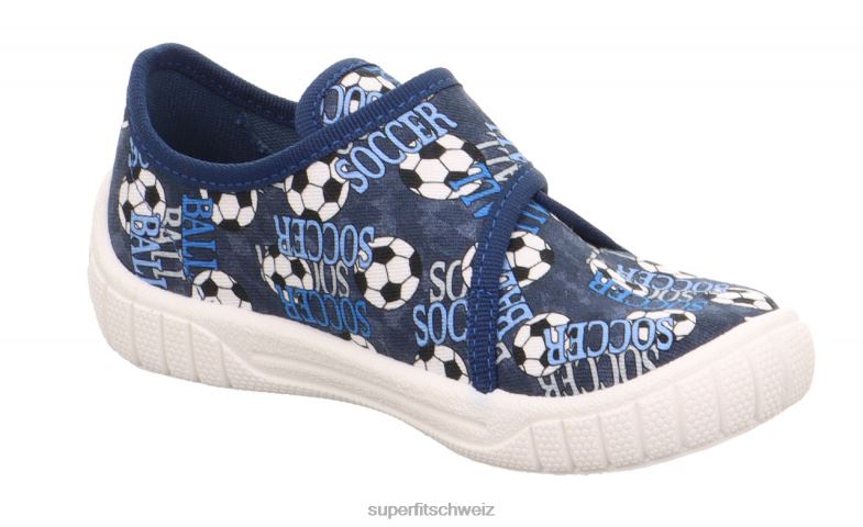 Babys Hausschuhe 44B2D70 Superfit bill - Slipper mit Klettverschluss blau/mehrfarbig