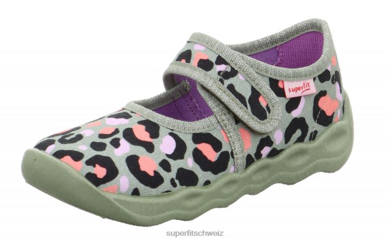 Babys Hausschuhe 44B2D71 Superfit bubble - Slipper mit Klettverschluss hellgrün/mehrfarbig