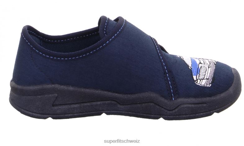 Babys Hausschuhe 44B2D72 Superfit benny - Slipper mit Klettverschluss Blau Weiss
