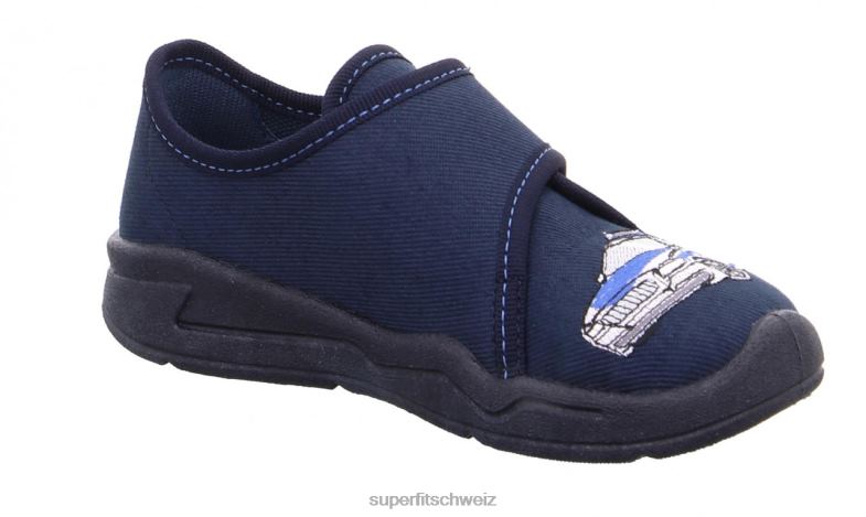Babys Hausschuhe 44B2D72 Superfit benny - Slipper mit Klettverschluss Blau Weiss