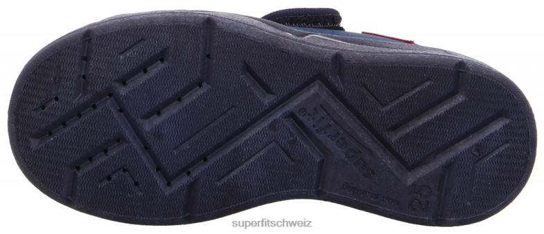 Babys Hausschuhe 44B2D72 Superfit benny - Slipper mit Klettverschluss Blau Weiss