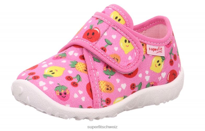 Babys Hausschuhe 44B2D74 Superfit spotty - Slipper mit Klettverschluss rosa/mehrfarbig