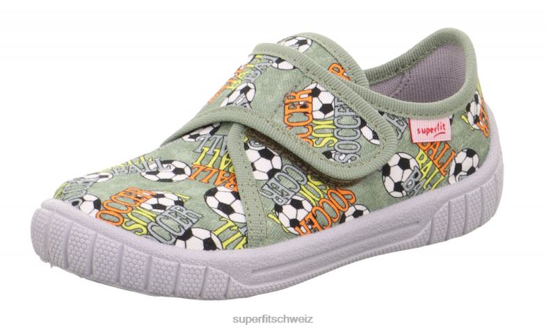 Babys Hausschuhe 44B2D75 Superfit bill - Slipper mit Klettverschluss hellgrün/mehrfarbig