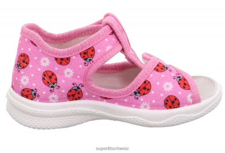Babys Hausschuhe 44B2D76 Superfit Polly - Slipper mit Klettverschluss rosa/mehrfarbig