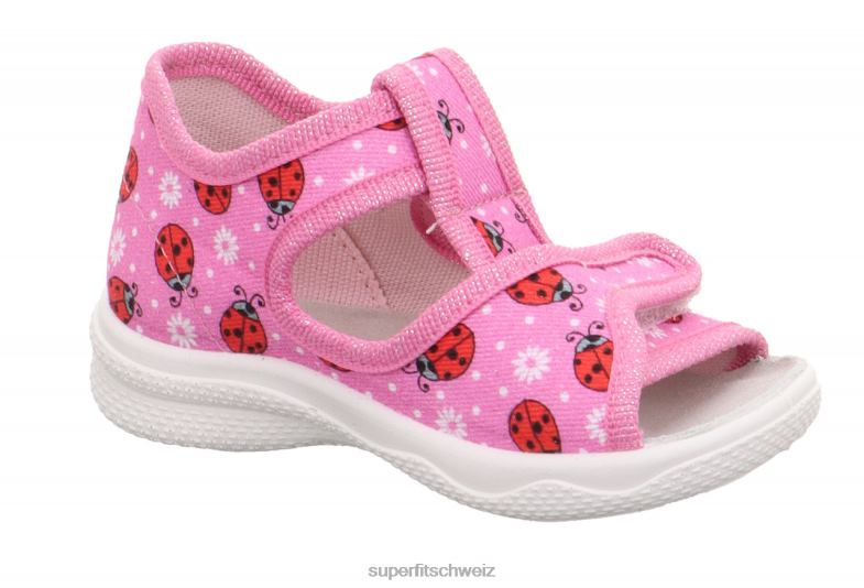 Babys Hausschuhe 44B2D76 Superfit Polly - Slipper mit Klettverschluss rosa/mehrfarbig
