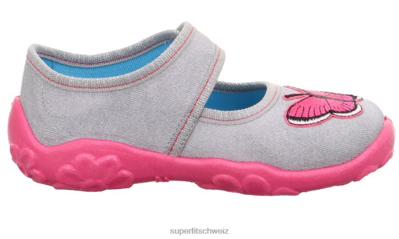 Babys Hausschuhe 44B2D77 Superfit bonny - Slipper mit Klettverschluss grau