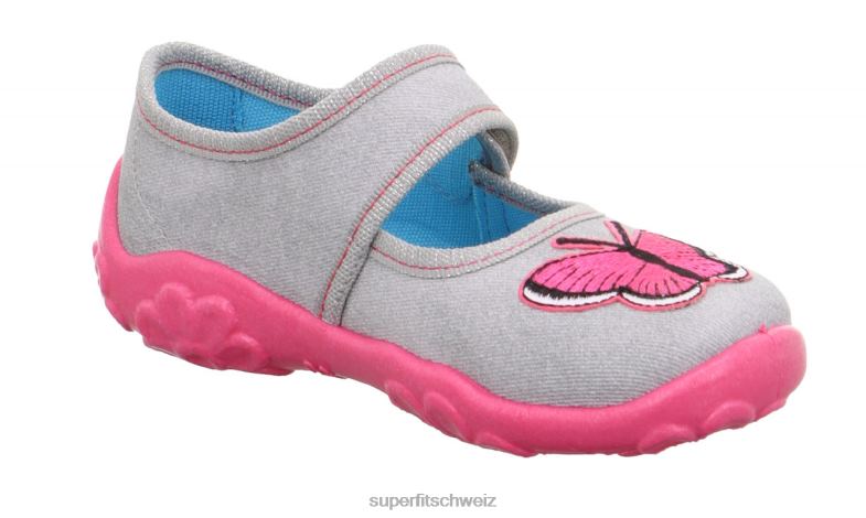 Babys Hausschuhe 44B2D77 Superfit bonny - Slipper mit Klettverschluss grau