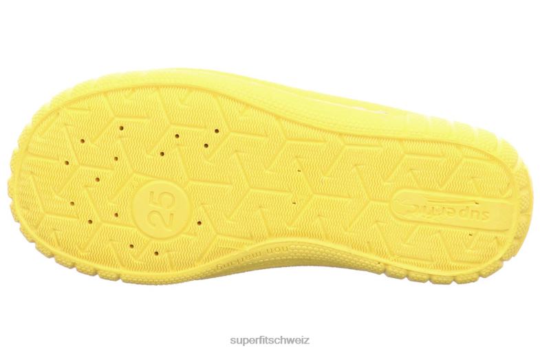 Babys Hausschuhe 44B2D81 Superfit Rechnung - Slipper mit Slip grau/gelb