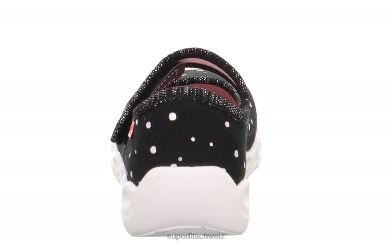 Babys Hausschuhe 44B2D82 Superfit bubble - Slipper mit Klettverschluss schwarzes Silber