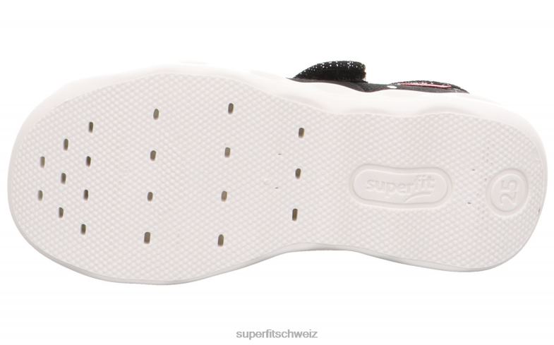 Babys Hausschuhe 44B2D82 Superfit bubble - Slipper mit Klettverschluss schwarzes Silber