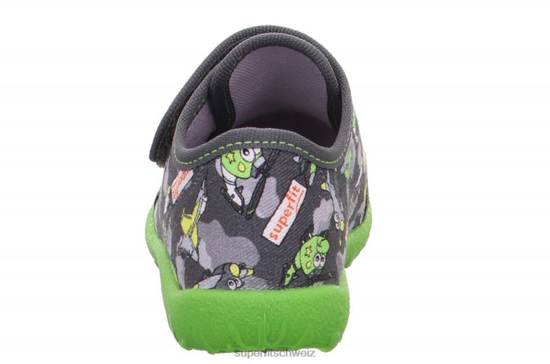 Babys Hausschuhe 44B2D84 Superfit spotty - Slipper mit Klettverschluss grau/mehrfarbig