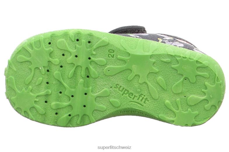 Babys Hausschuhe 44B2D84 Superfit spotty - Slipper mit Klettverschluss grau/mehrfarbig