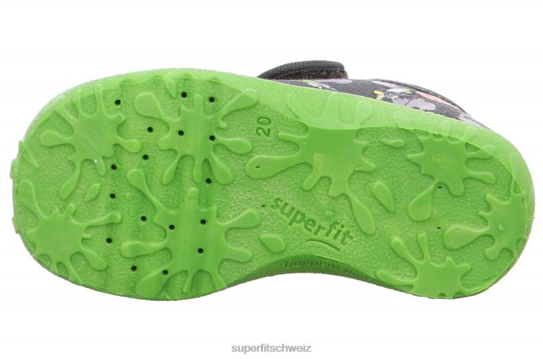 Babys Hausschuhe 44B2D84 Superfit spotty - Slipper mit Klettverschluss grau/mehrfarbig