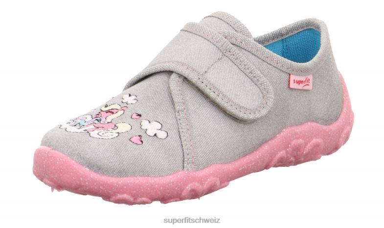 Babys Hausschuhe 44B2D85 Superfit bonny - Slipper mit Klettverschluss hellgrau