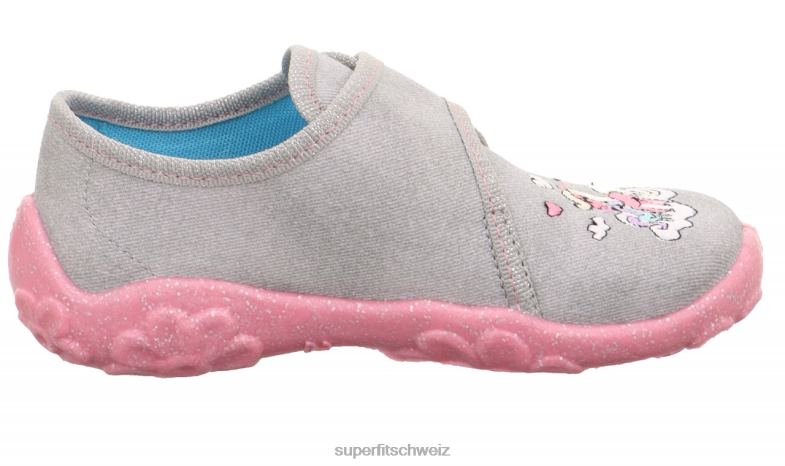 Babys Hausschuhe 44B2D85 Superfit bonny - Slipper mit Klettverschluss hellgrau