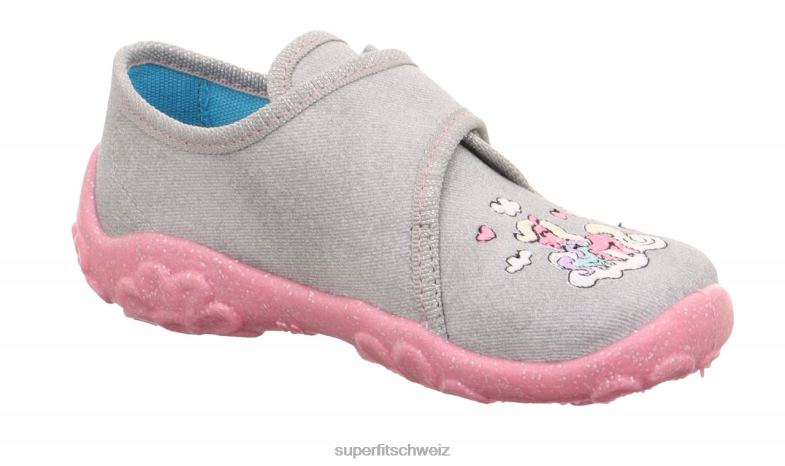 Babys Hausschuhe 44B2D85 Superfit bonny - Slipper mit Klettverschluss hellgrau