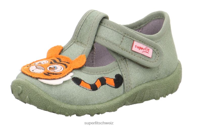 Babys Hausschuhe 44B2D86 Superfit spotty - Slipper mit Klettverschluss hellgrün