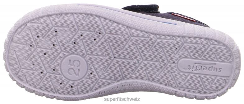 Babys Hausschuhe 44B2D87 Superfit bill - Slipper mit Klettverschluss Blau Rot